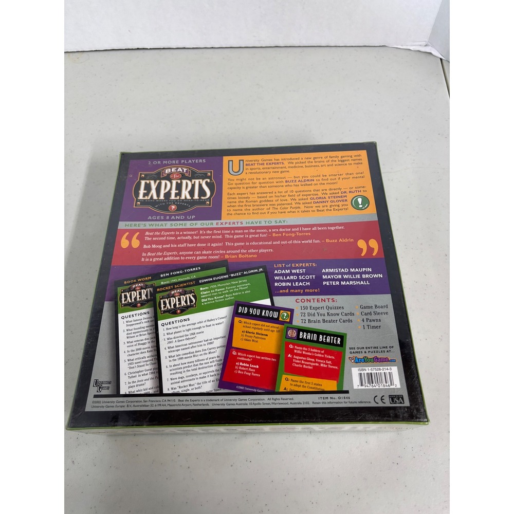 University Games Beat The Experts Board Game Trivia 2002 Factory Sealed 01846 - Picture 5 of 6